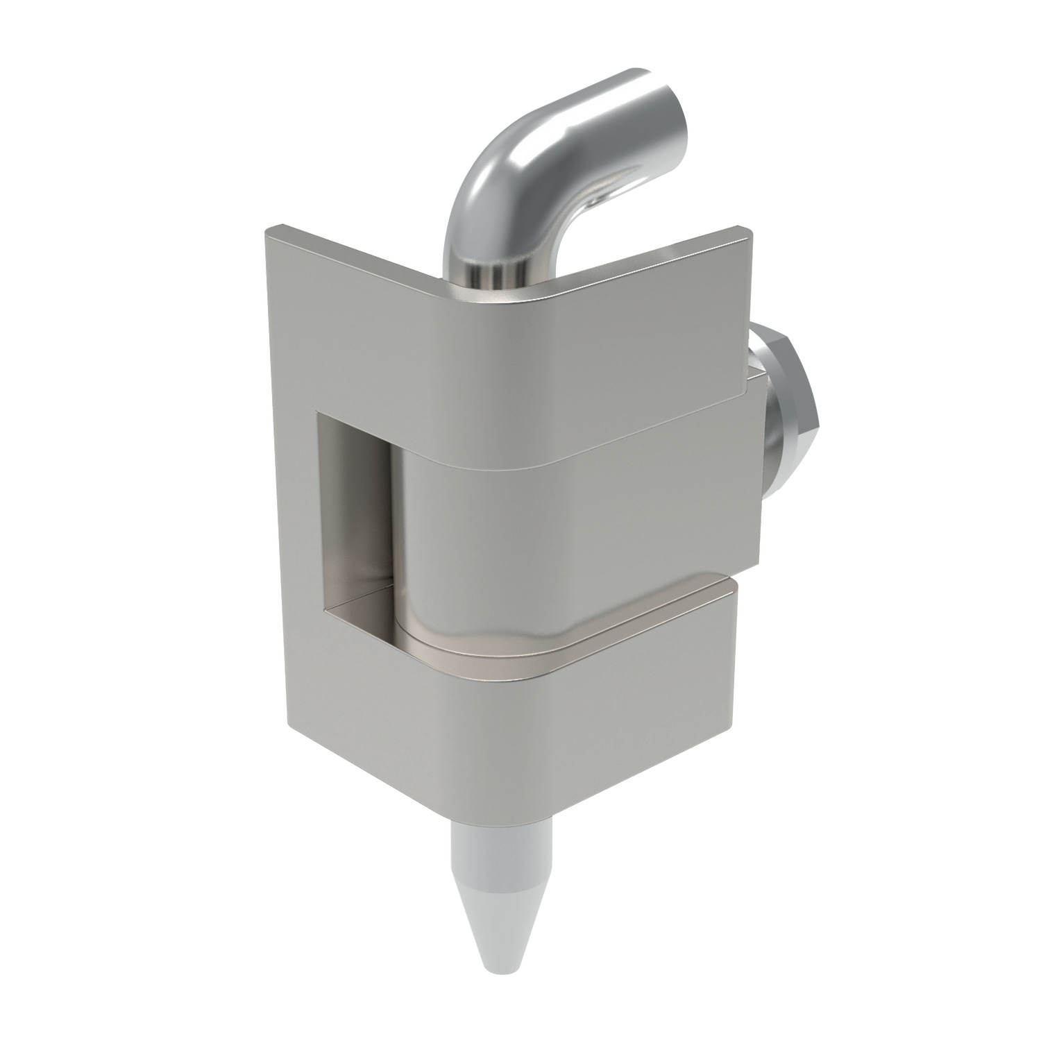 Corner Hinge 19 - 21mm Door Return Stainless steel corner hinge, cut out and integrated stud. For sheet metal enclosures (up to 2mm thick).